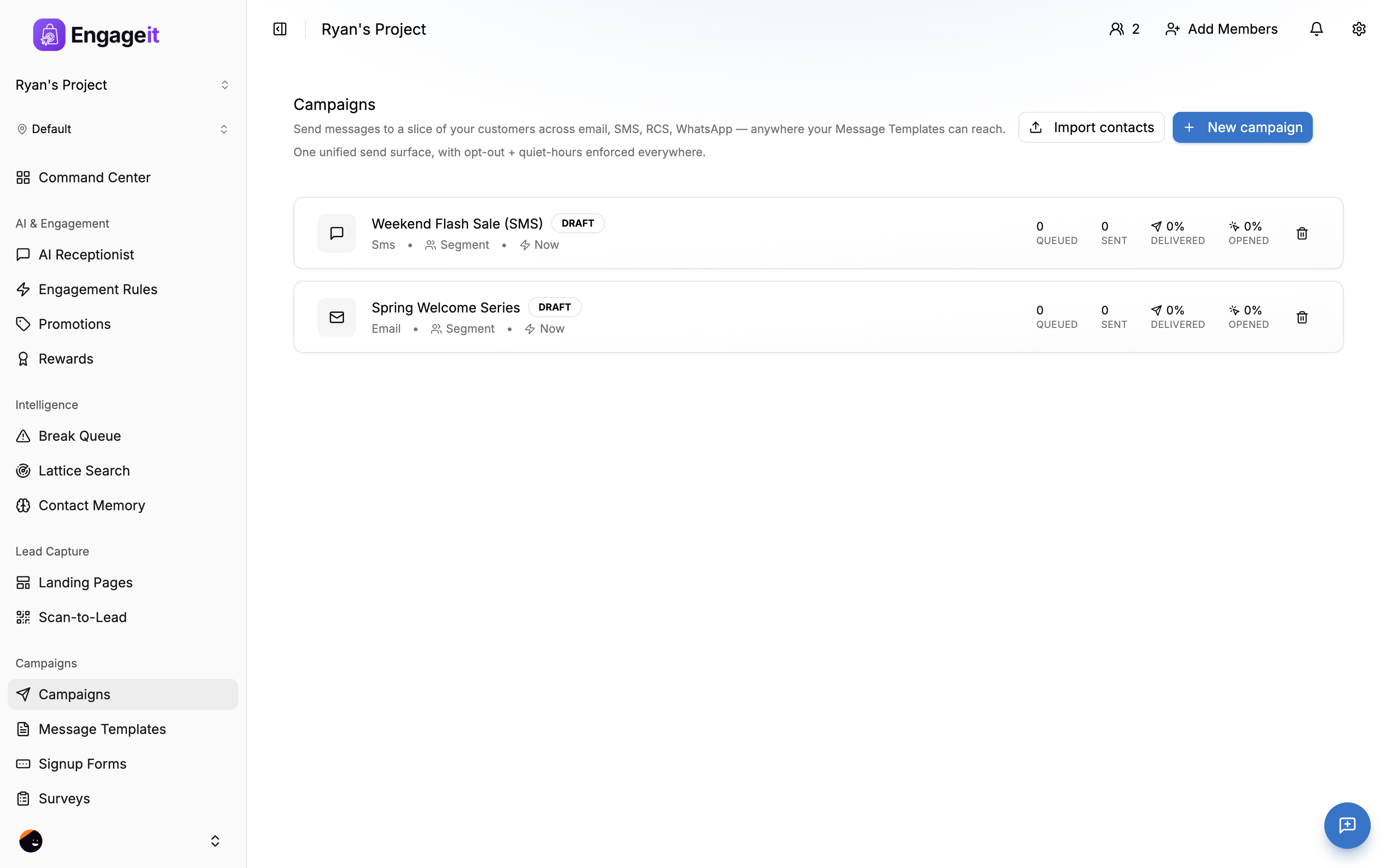 EngageIt multi-channel campaigns