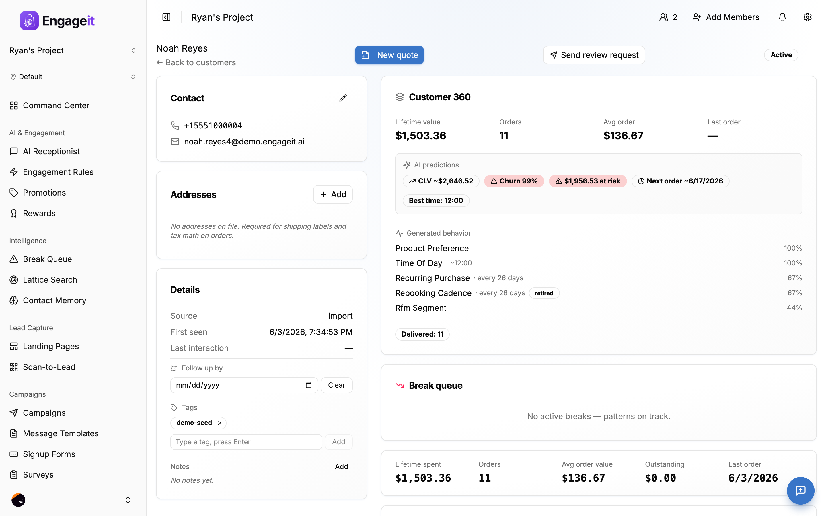 EngageIt Customer 360 unified customer profile
