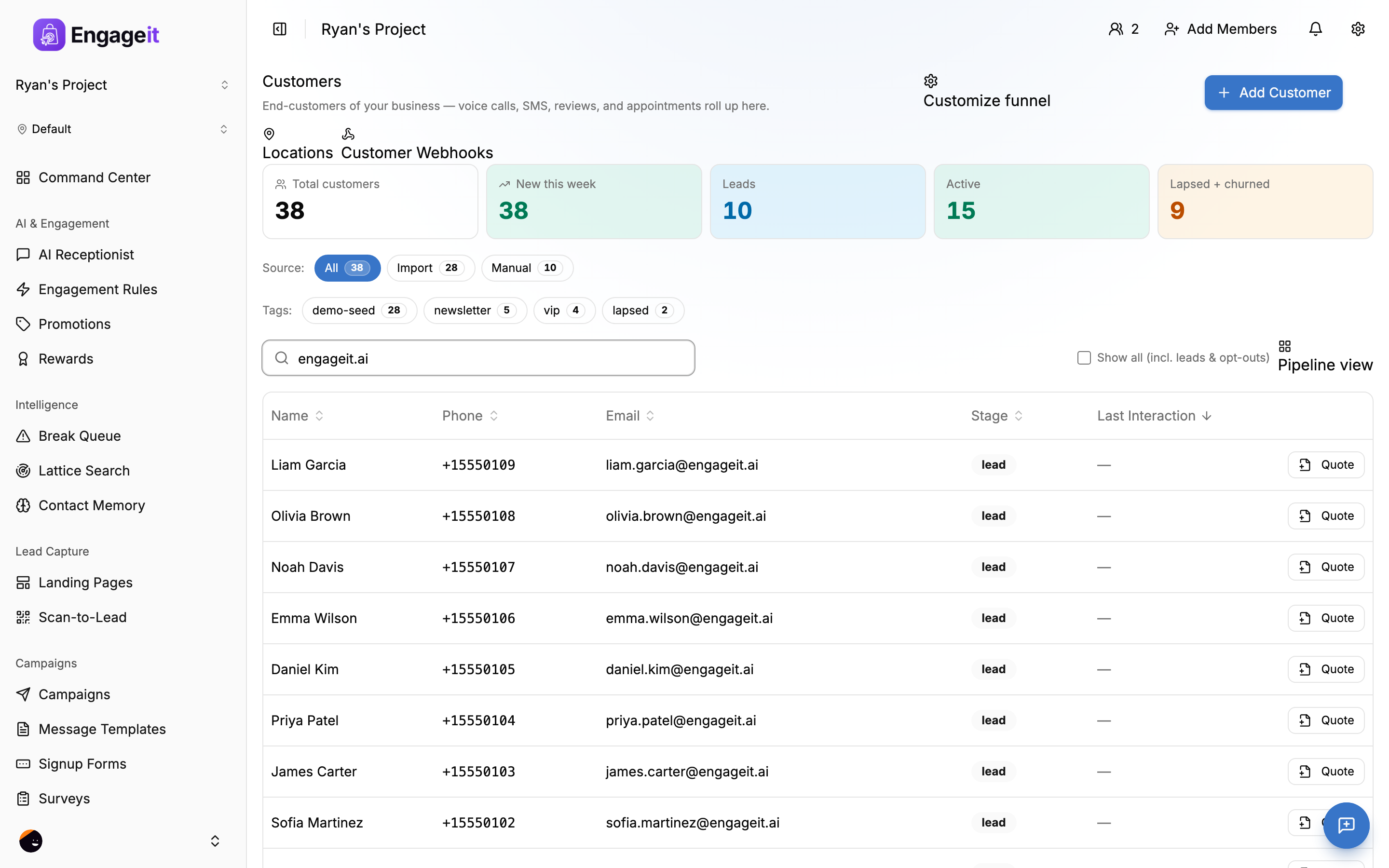 EngageIt platform screenshot