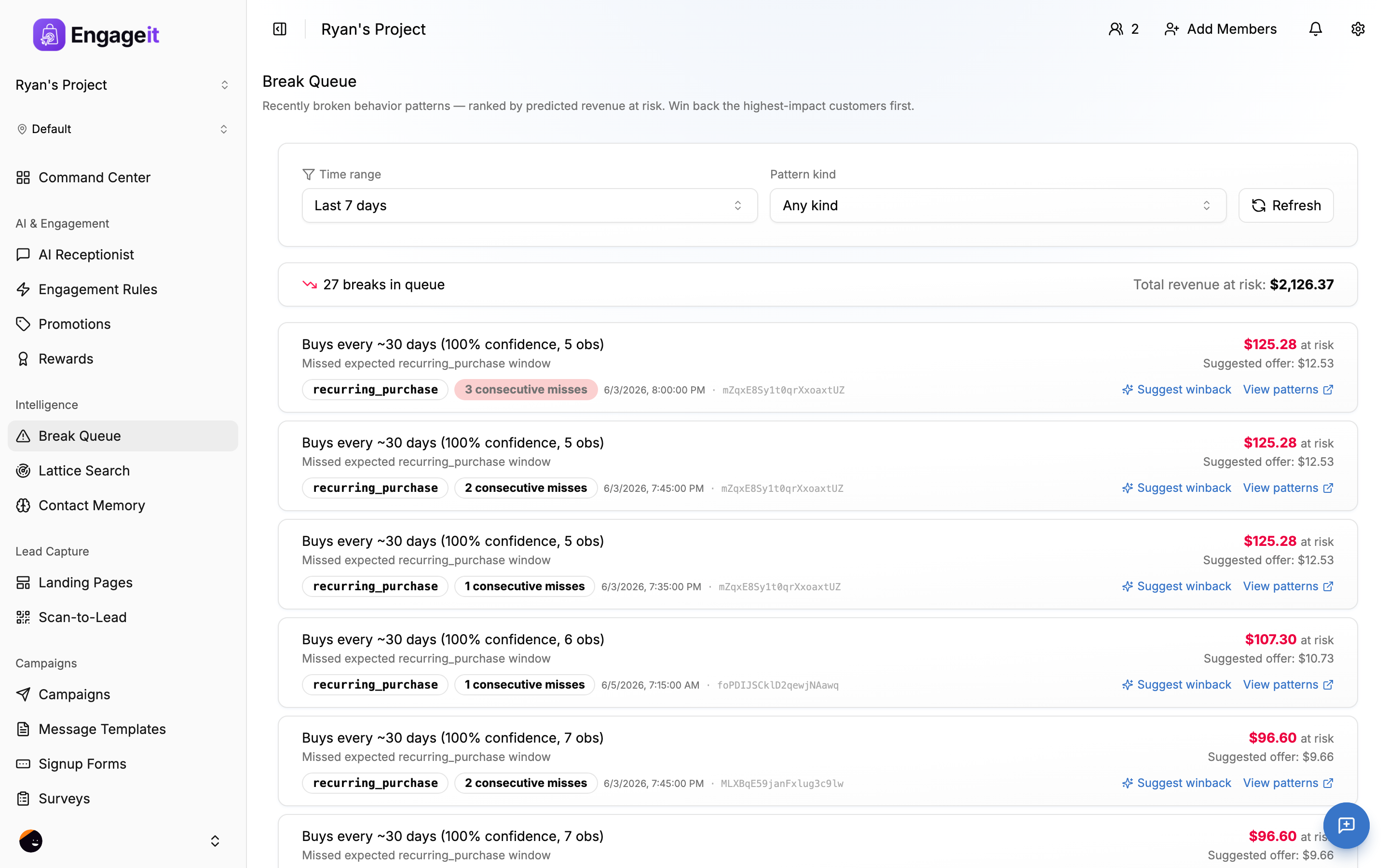 EngageIt platform screenshot
